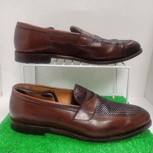 Allen Edmonds Lake Bluff Penny Loafers Woven 1088 USA Mens 14 E Chili Brown Wide